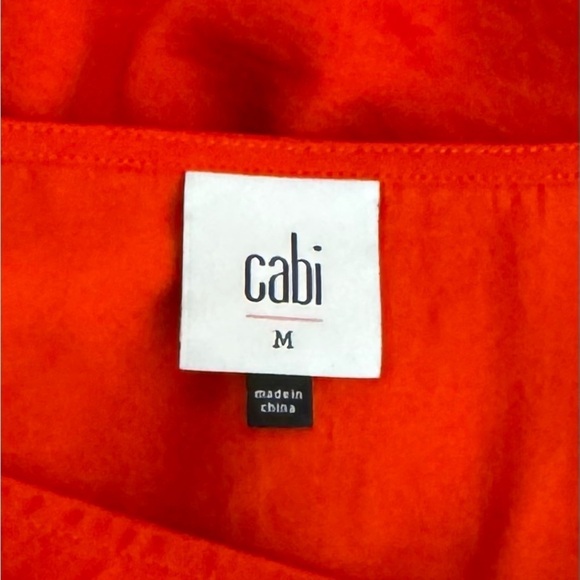 CAbi Aurora Cinch Sleeve Blouse Size Medium V Neck Bright Red Polyester - Picture 9 of 12